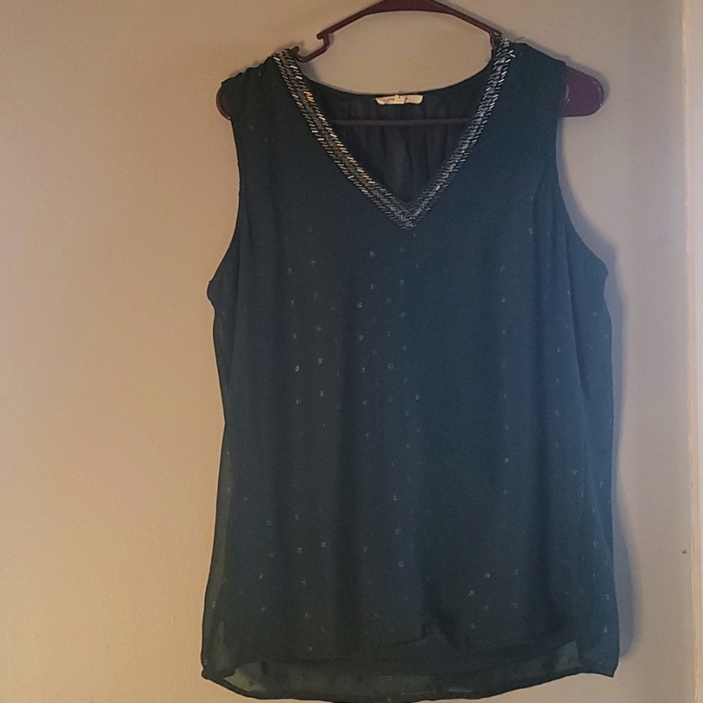 Maurices hunter Green beaded sleeveless top